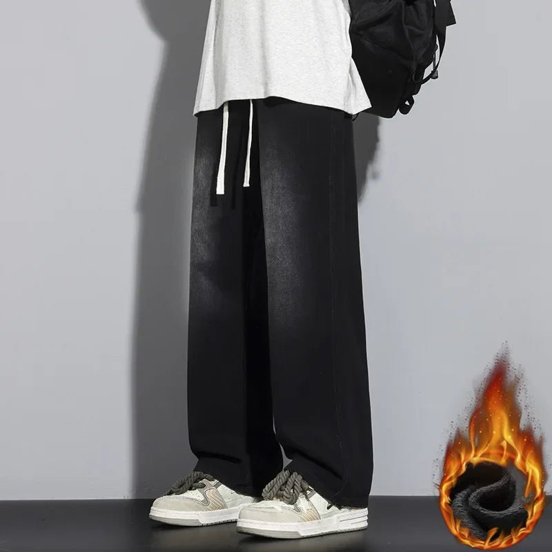 Loose Fit Drawstring Jeans Heren