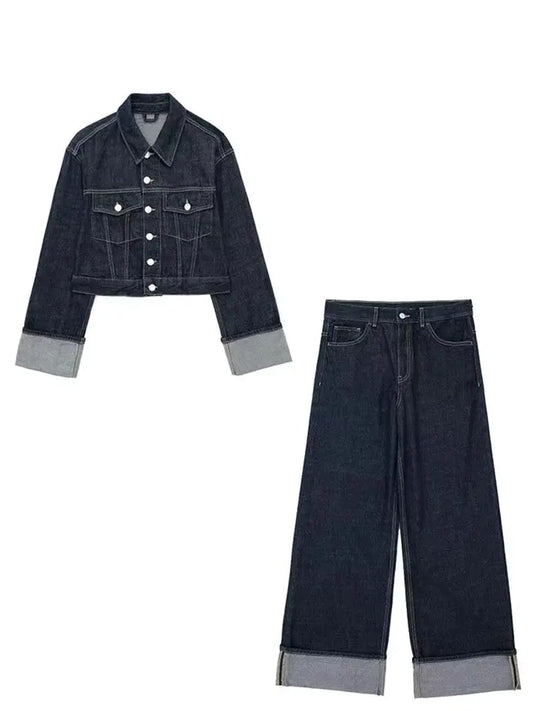 Tweedelig Vintage Denim Set Dames
