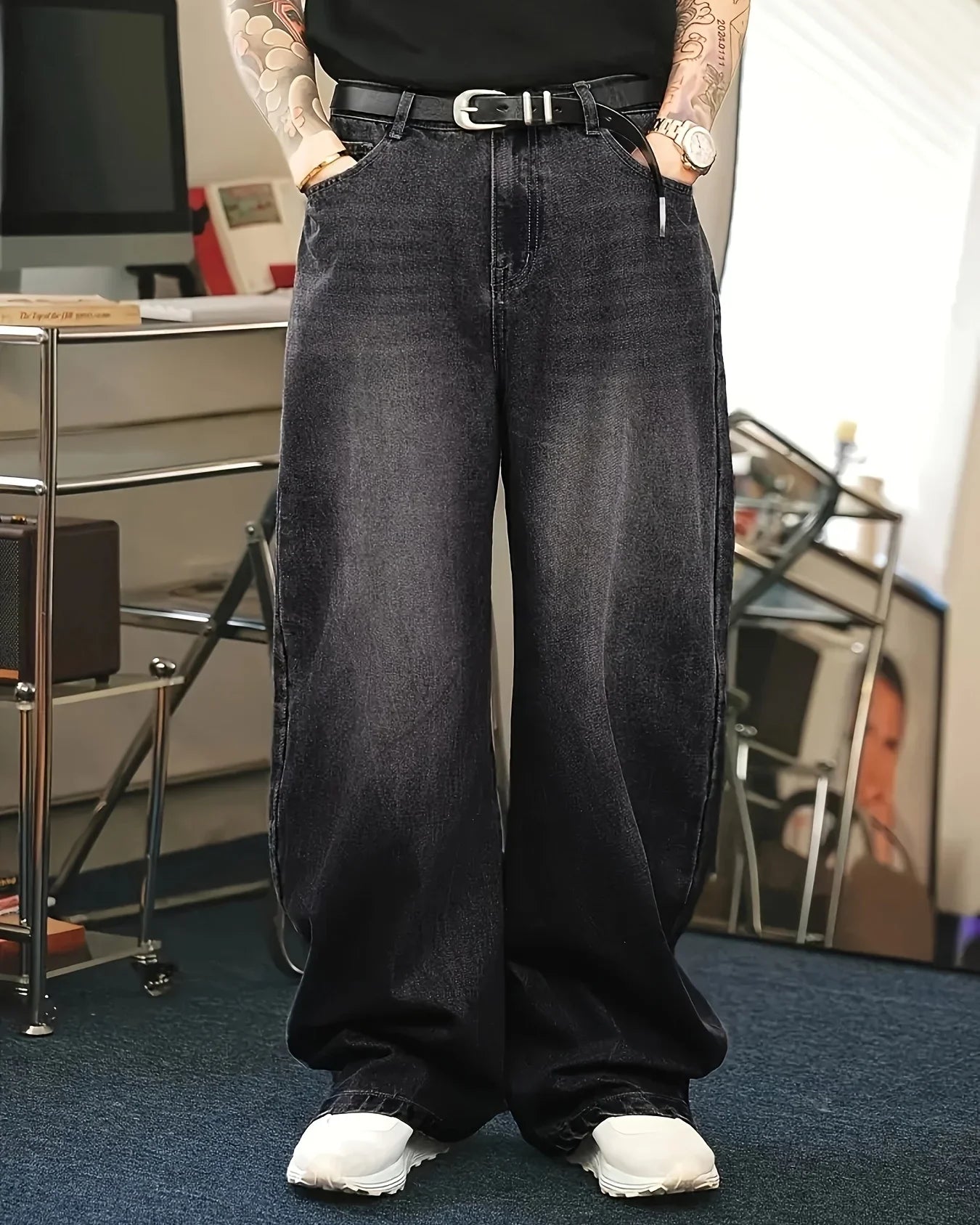 Heren High Waist Wide Leg Jeans