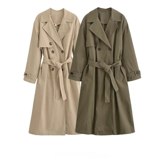 Premium Trenchcoat Dames | Legergroen & Khaki