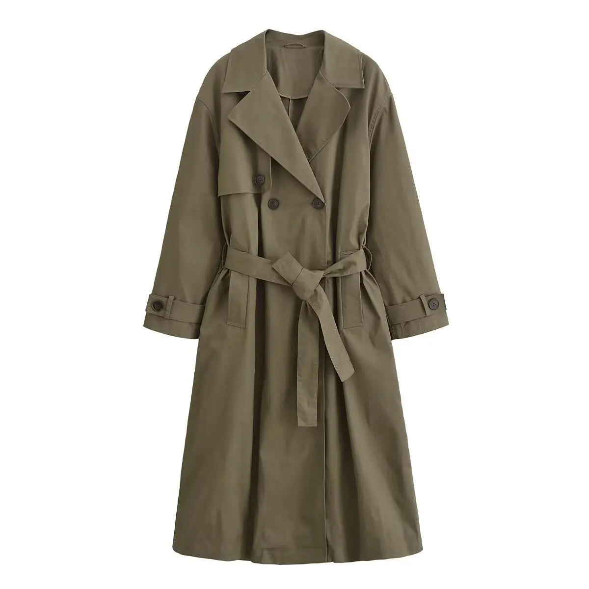 Premium Trenchcoat Dames | Legergroen & Khaki