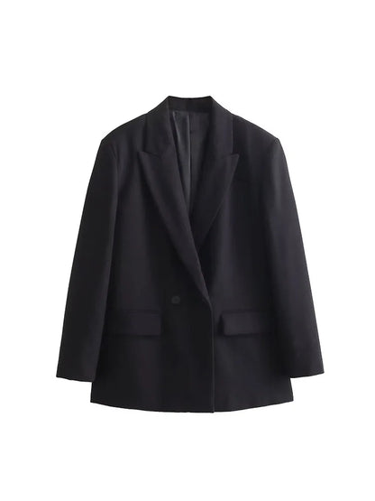 Dames Blazer Met Dubbele Knoopsluiting En Revers