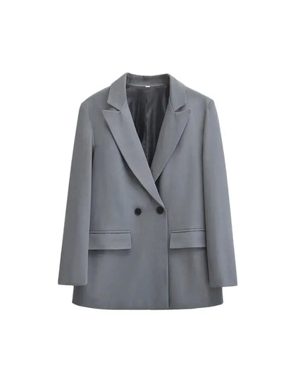Dames Blazer Met Dubbele Knoopsluiting En Revers – Minimalistisch, Gestructureerd & Perfect Voor Voorjaar En Herfst