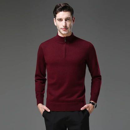 Heren Trui Met Halve Rits En Opstaande Kraag