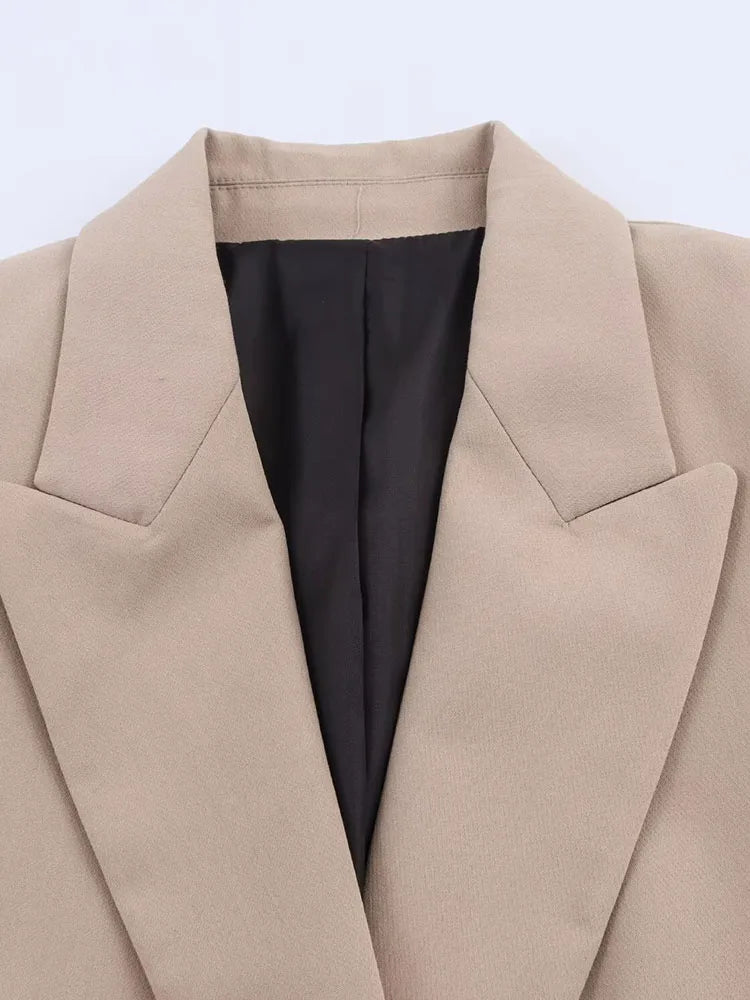Dames Blazer Met Dubbele Knoopsluiting En Revers