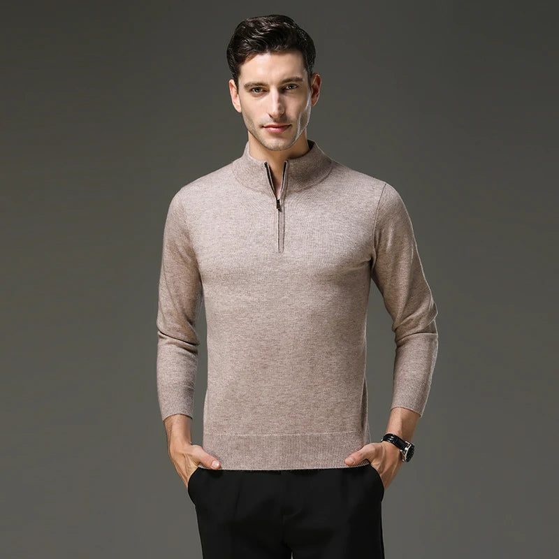 Heren Trui Met Halve Rits En Opstaande Kraag