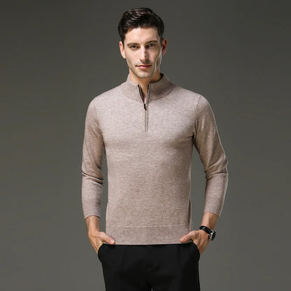 Heren Trui Met Halve Rits En Opstaande Kraag