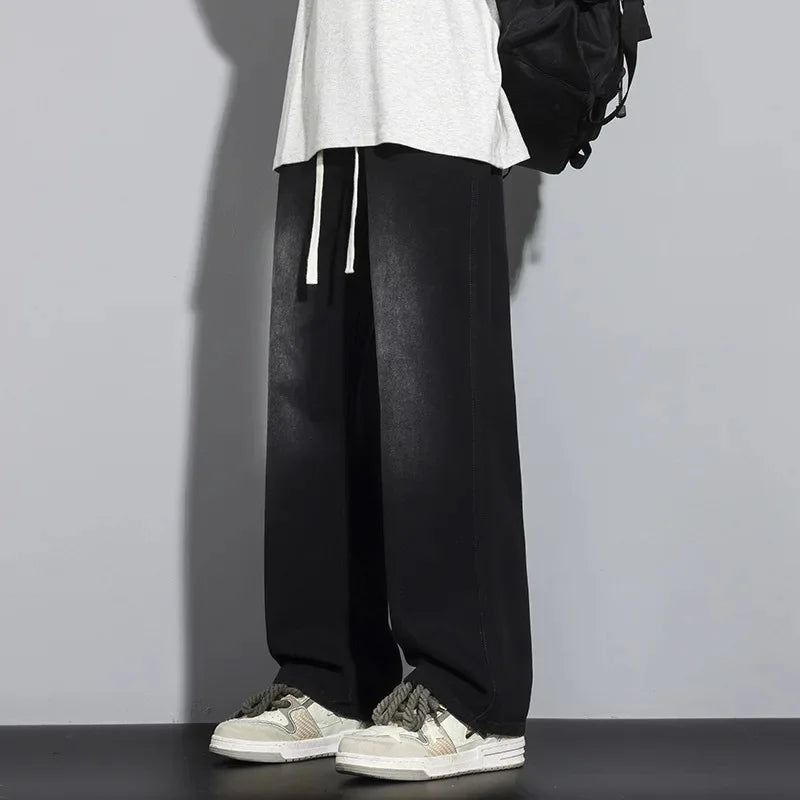 Loose Fit Drawstring Jeans Heren
