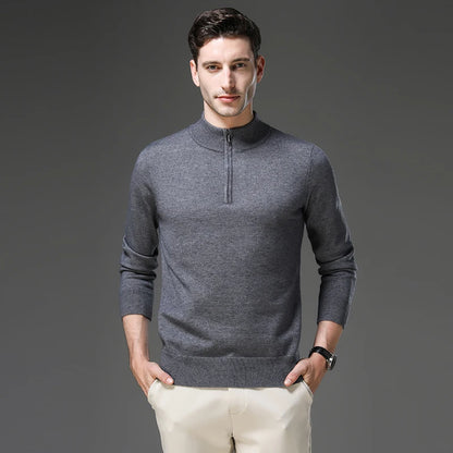 Heren Trui Met Halve Rits En Opstaande Kraag