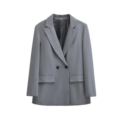 Dames Blazer Met Dubbele Knoopsluiting En Revers – Minimalistisch, Gestructureerd & Perfect Voor Voorjaar En Herfst
