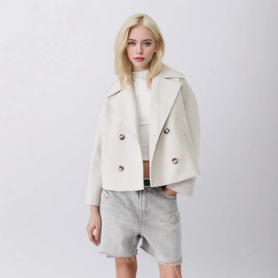 Cropped Trenchcoat Met Tijdloze Look