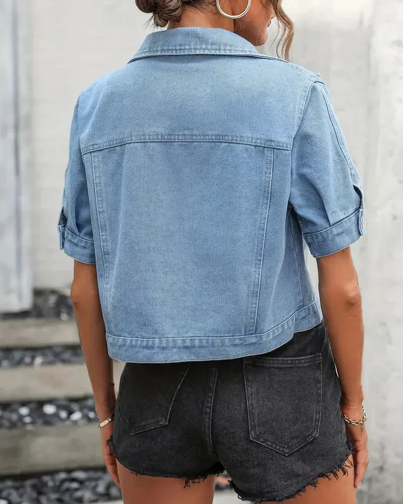 Denim Jack Met Korte Mouwen – Perfect Voor Lente En Zomer