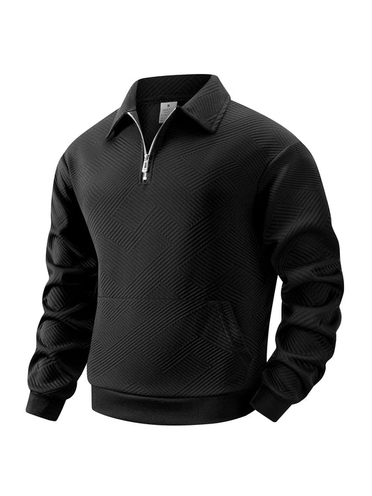 Heren Quarter Zip Trui Met Opstaande Kraag
