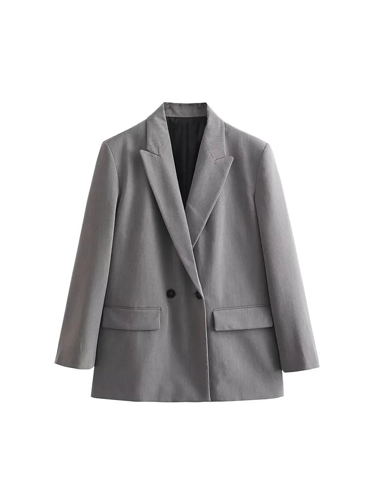 Dames Blazer Met Dubbele Knoopsluiting En Revers