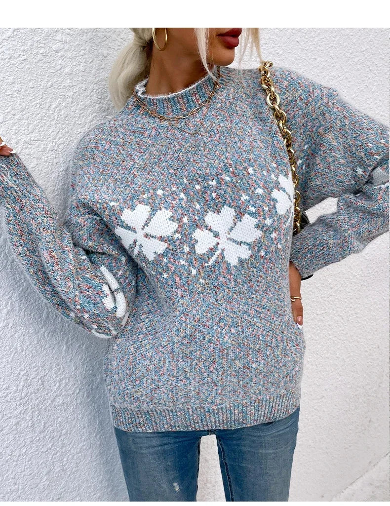 Dames Kersttrui Met Noors Sneeuwvlokmotief En Zachte Knit