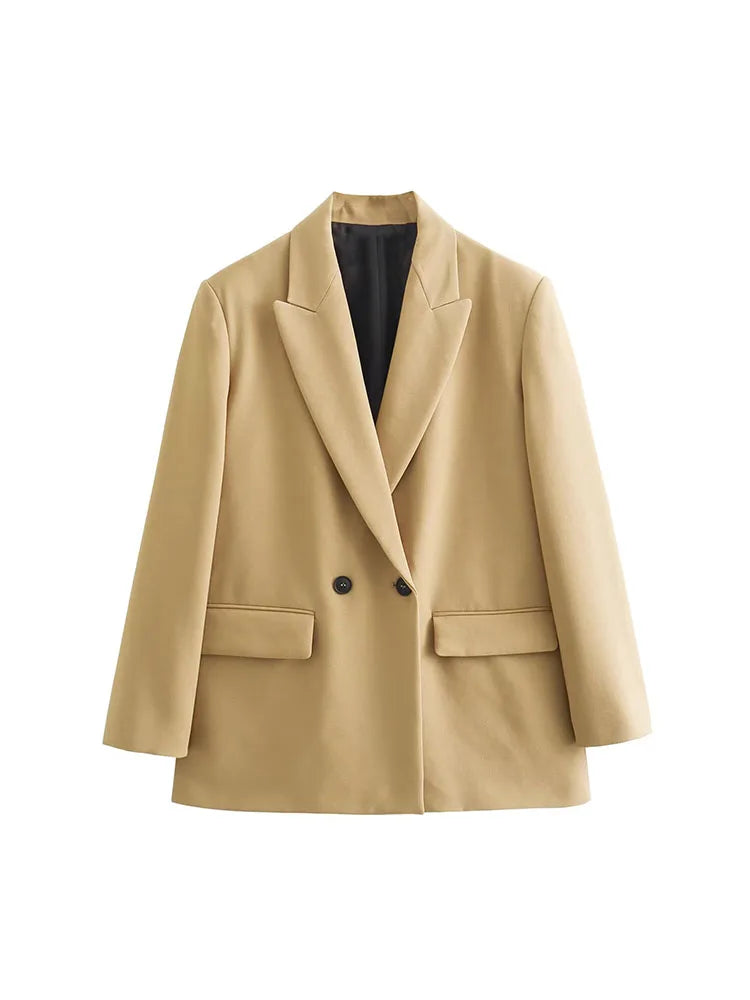 Dames Blazer Met Dubbele Knoopsluiting En Revers