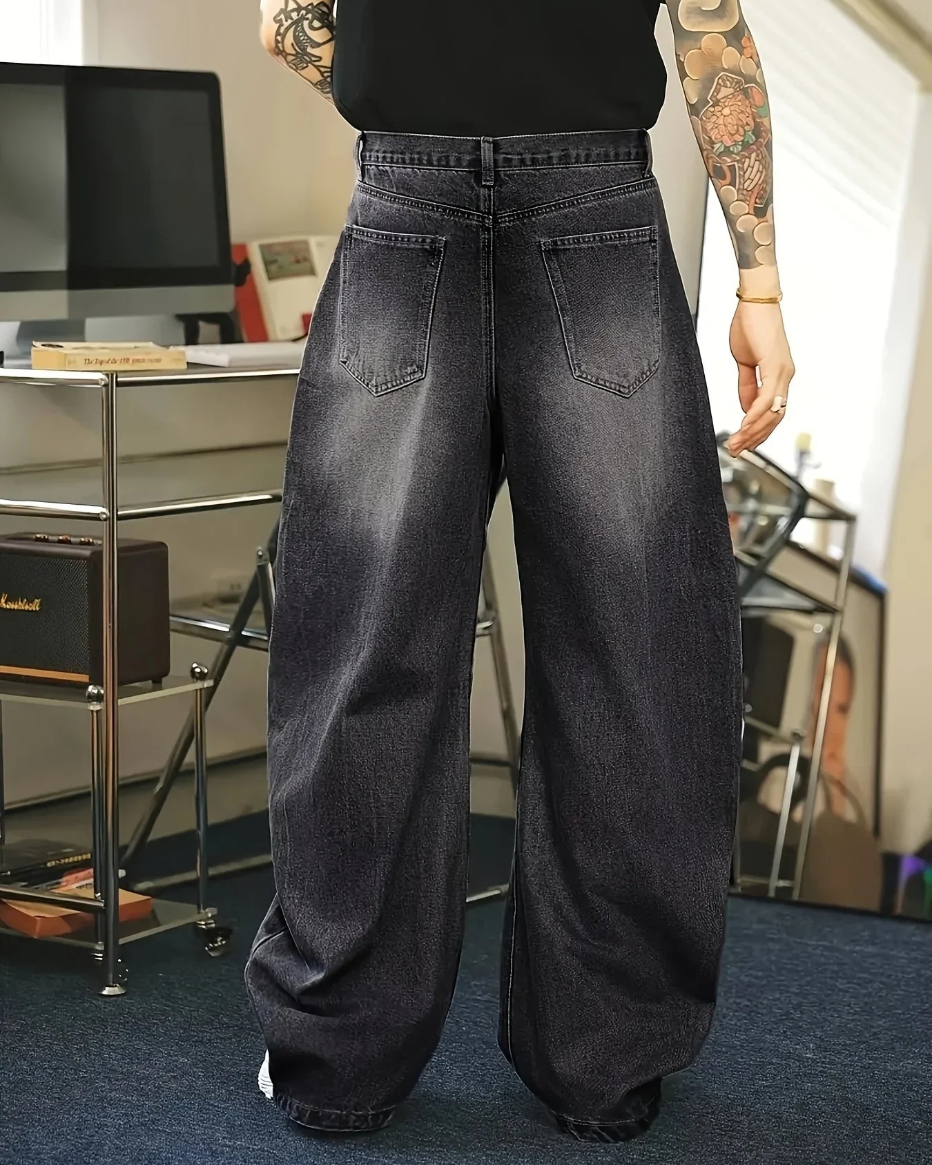 Heren High Waist Wide Leg Jeans