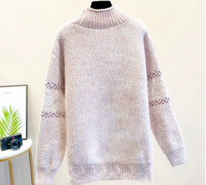 Unisex Kersttrui Met Noors Sneeuwvlokpatroon En Zachte Colkraag