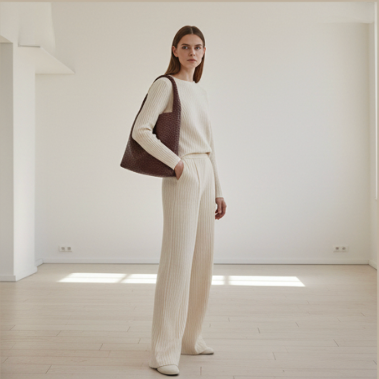 Luxe Gevlochten Schoudertas Met Bijpassende Pouch / 2-in-1 Set Voor Werk, Stad & Dagelijks Gebruik (Vier Seizoenen)