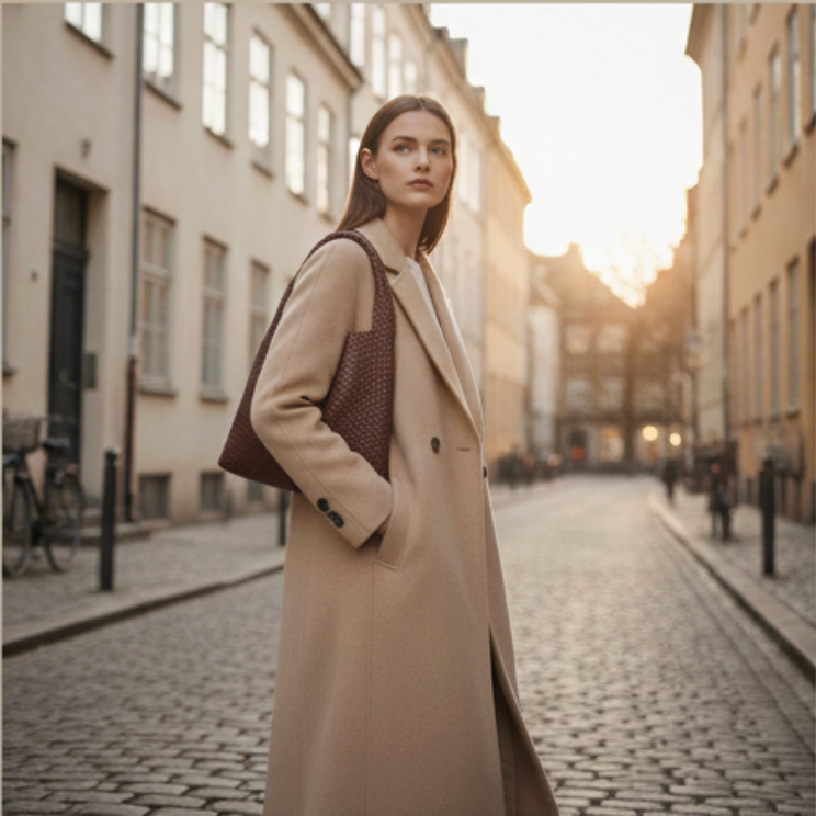 Luxe Gevlochten Schoudertas Met Bijpassende Pouch / 2-in-1 Set Voor Werk, Stad & Dagelijks Gebruik (Vier Seizoenen)