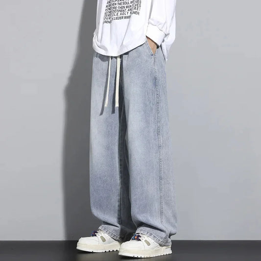 Loose Fit Drawstring Jeans Heren