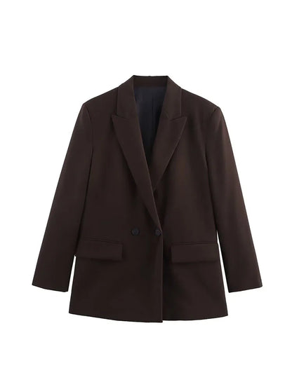 Dames Blazer Met Dubbele Knoopsluiting En Revers