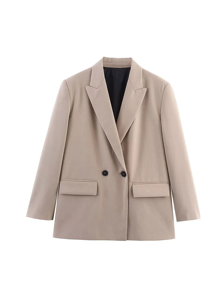 Dames Blazer Met Dubbele Knoopsluiting En Revers