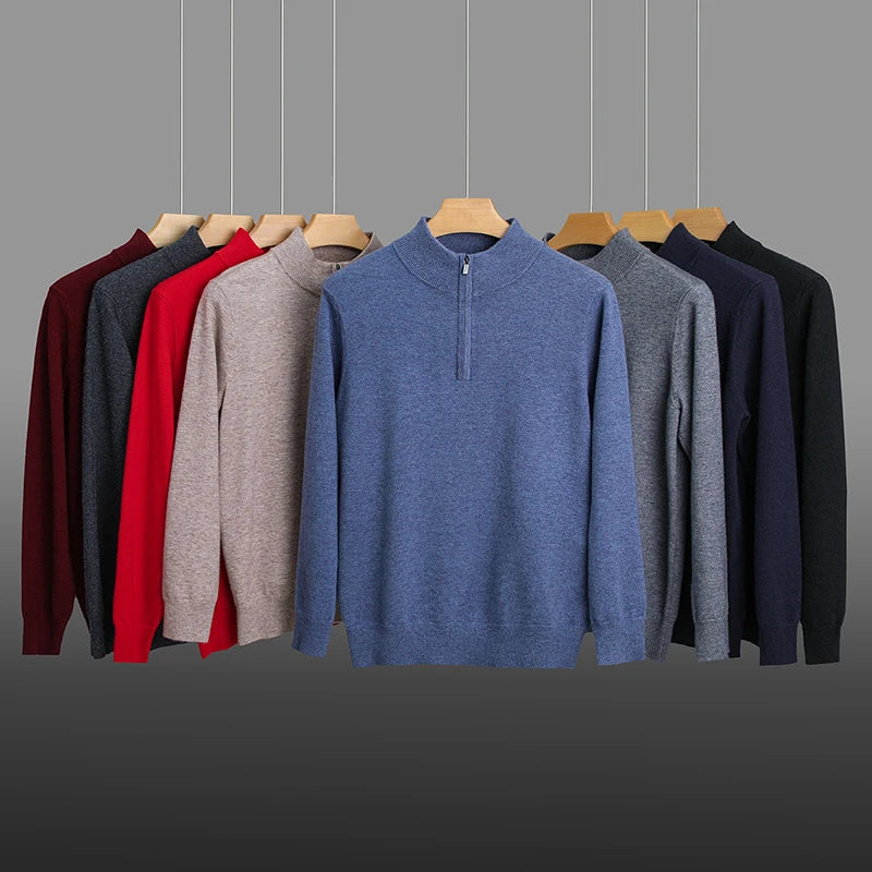 Heren Trui Met Halve Rits En Opstaande Kraag