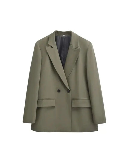 Dames Blazer Met Dubbele Knoopsluiting En Revers – Minimalistisch, Gestructureerd & Perfect Voor Voorjaar En Herfst