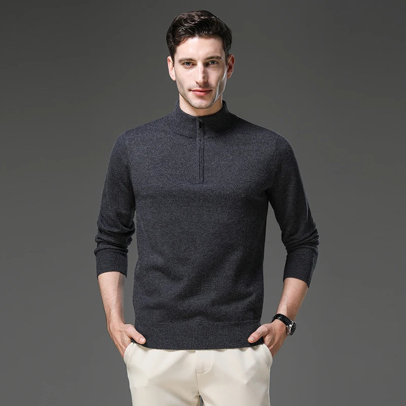 Heren Trui Met Halve Rits En Opstaande Kraag