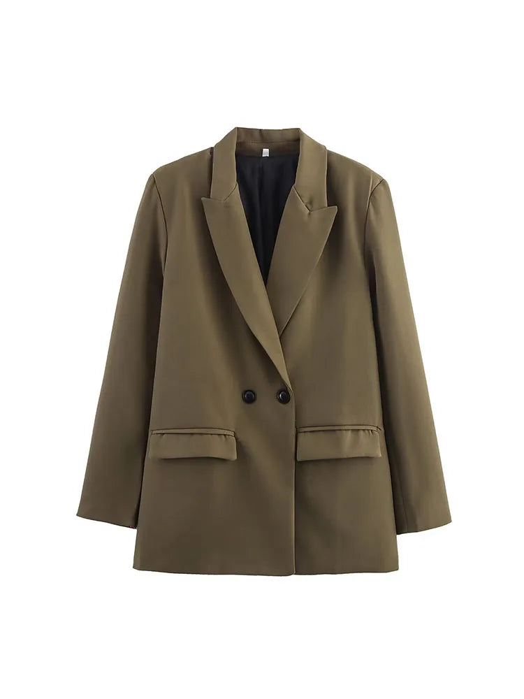 Dames Blazer Met Dubbele Knoopsluiting En Revers