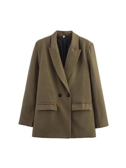 Dames Blazer Met Dubbele Knoopsluiting En Revers