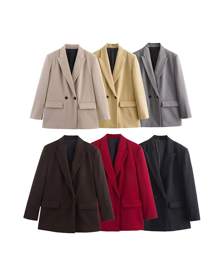 Dames Blazer Met Dubbele Knoopsluiting En Revers