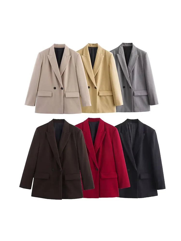Dames Blazer Met Dubbele Knoopsluiting En Revers