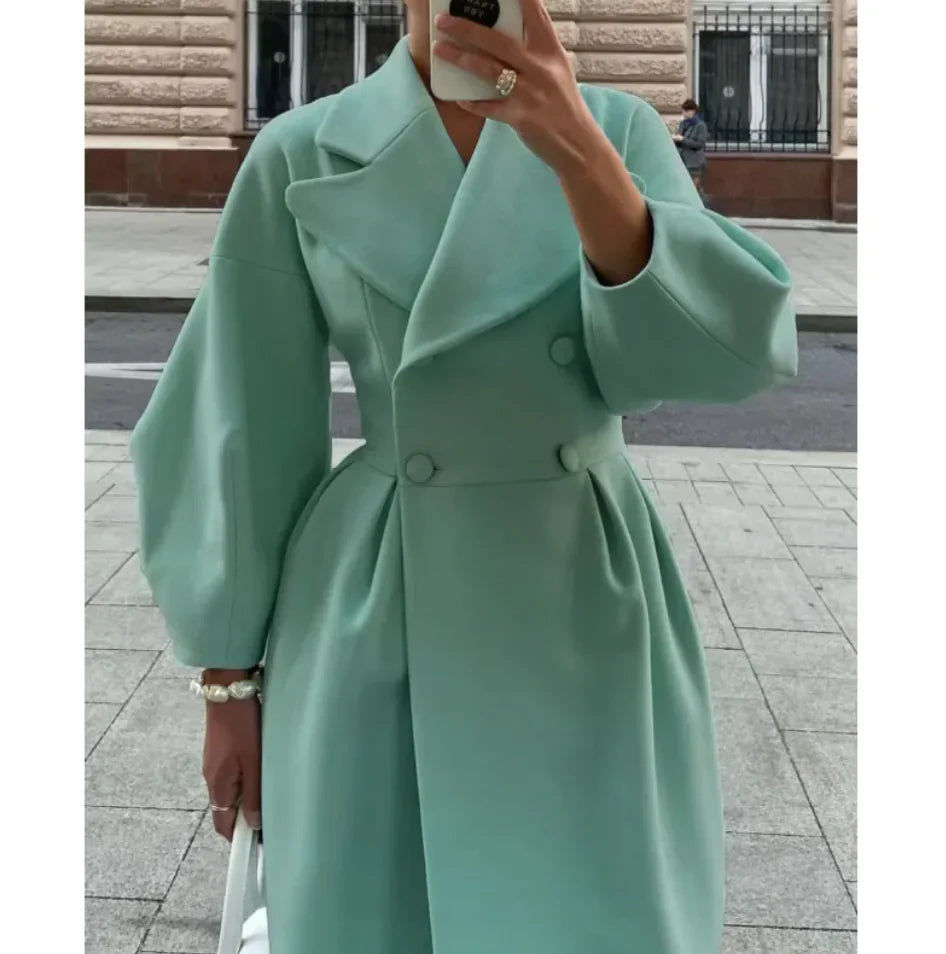 Lange Mantel Voor Dames – Elegante Tailoring, Oversized Revers & Naadloze Sluiting – Herfst En Winter