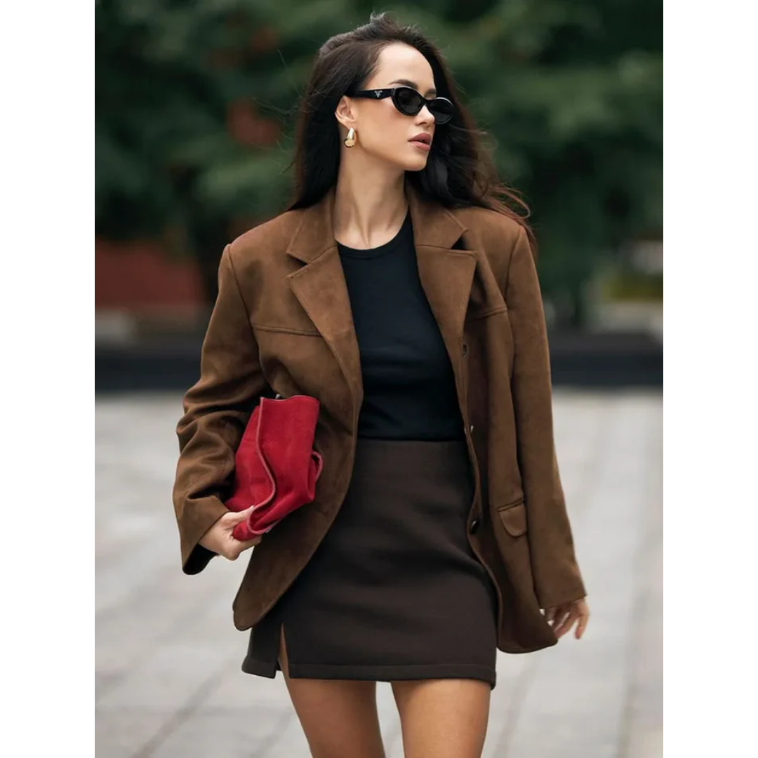 Oversized Suèdelook Blazer