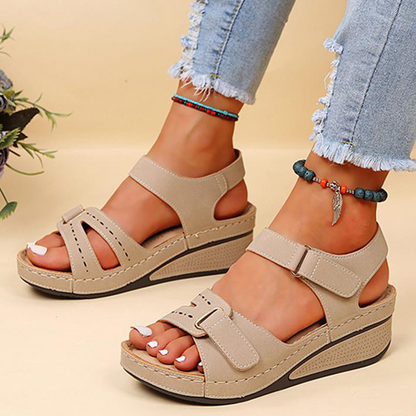Comfortabele Dames Sleehak Sandalen Met Klittenbandsluiting – Lichtgewicht En Stijlvol