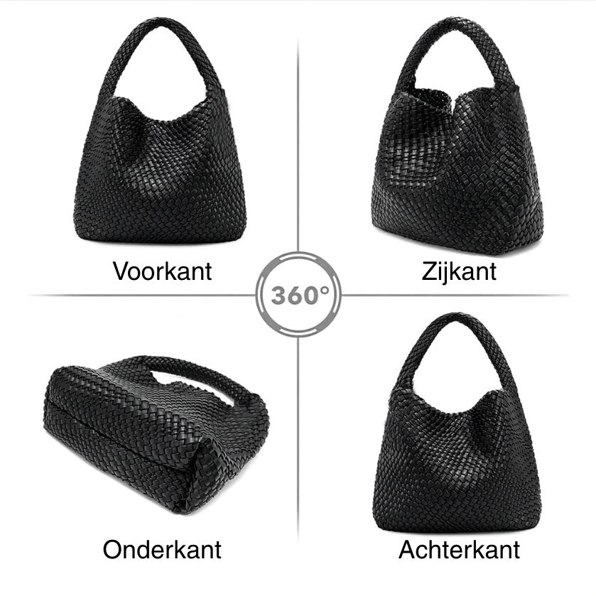 Luxe Gevlochten Schoudertas Met Bijpassende Pouch / 2-in-1 Set Voor Werk, Stad & Dagelijks Gebruik (Vier Seizoenen)