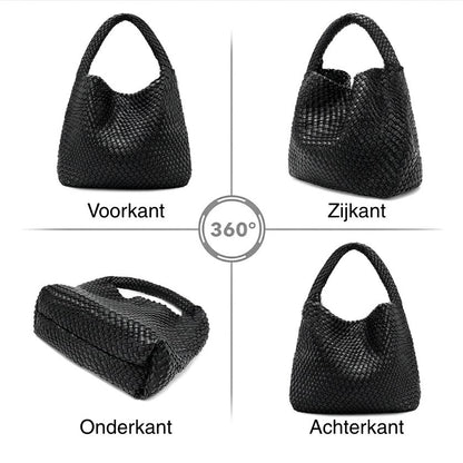 Luxe Gevlochten Schoudertas Met Bijpassende Pouch / 2-in-1 Set Voor Werk, Stad & Dagelijks Gebruik (Vier Seizoenen)