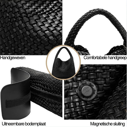 Luxe Gevlochten Schoudertas Met Bijpassende Pouch / 2-in-1 Set Voor Werk, Stad & Dagelijks Gebruik (Vier Seizoenen)