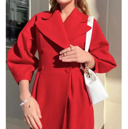 Lange Mantel Voor Dames – Elegante Tailoring, Oversized Revers & Naadloze Sluiting – Herfst En Winter