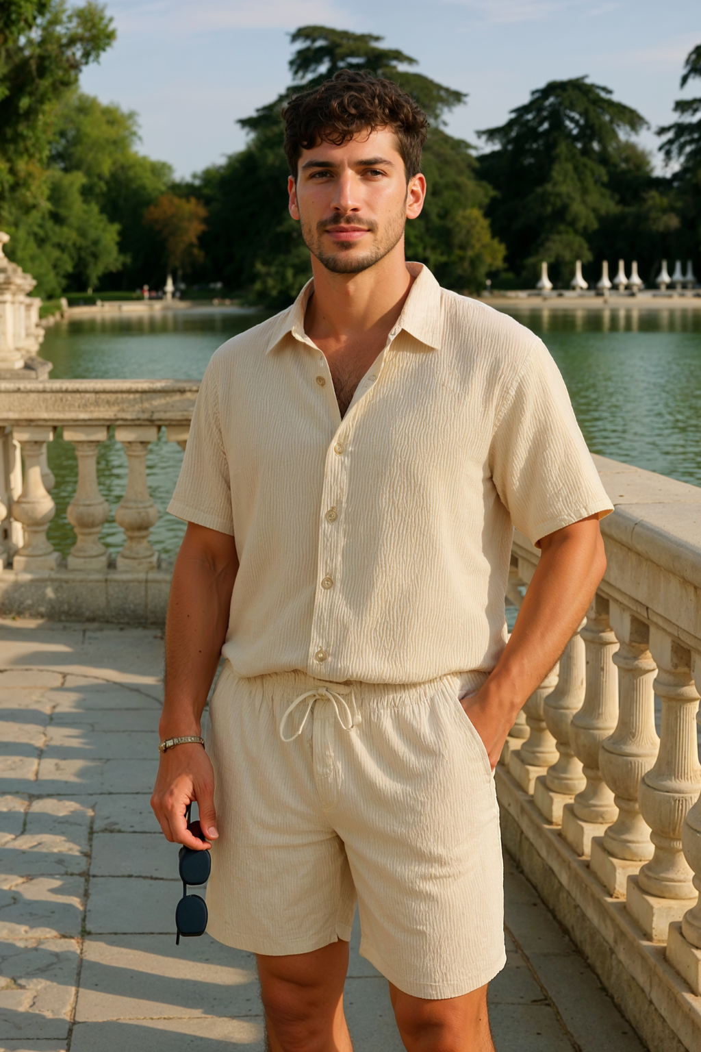 Tweedelige zomer set voor heren – luchtig ribdesign, relaxte pasvorm & ultiem comfort