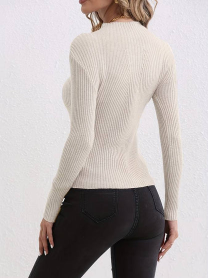 Ribgebreide Dames Top Met Mockneck – Stijlvolle Essential Voor Laagjes En Solo Looks