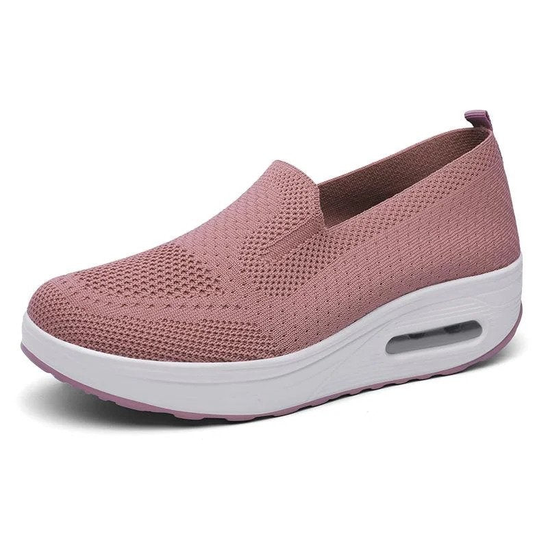 Dames Slip-On Sneaker Met Verhoogde Zool – Ademend Flyknit, Lichtgewicht & Voorjaar & Zomer