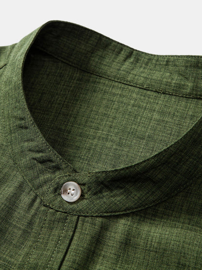 Herenset Met Korte Mouwen En Opstaande Kraag – Ademend, Minimalistisch & Zomerproof