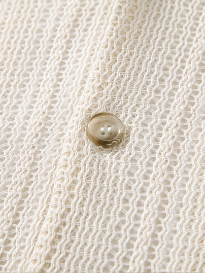 Zomerse heren set met opengewerkt overhemd en luchtige broek – ademend, relaxed & perfect voor vakantie