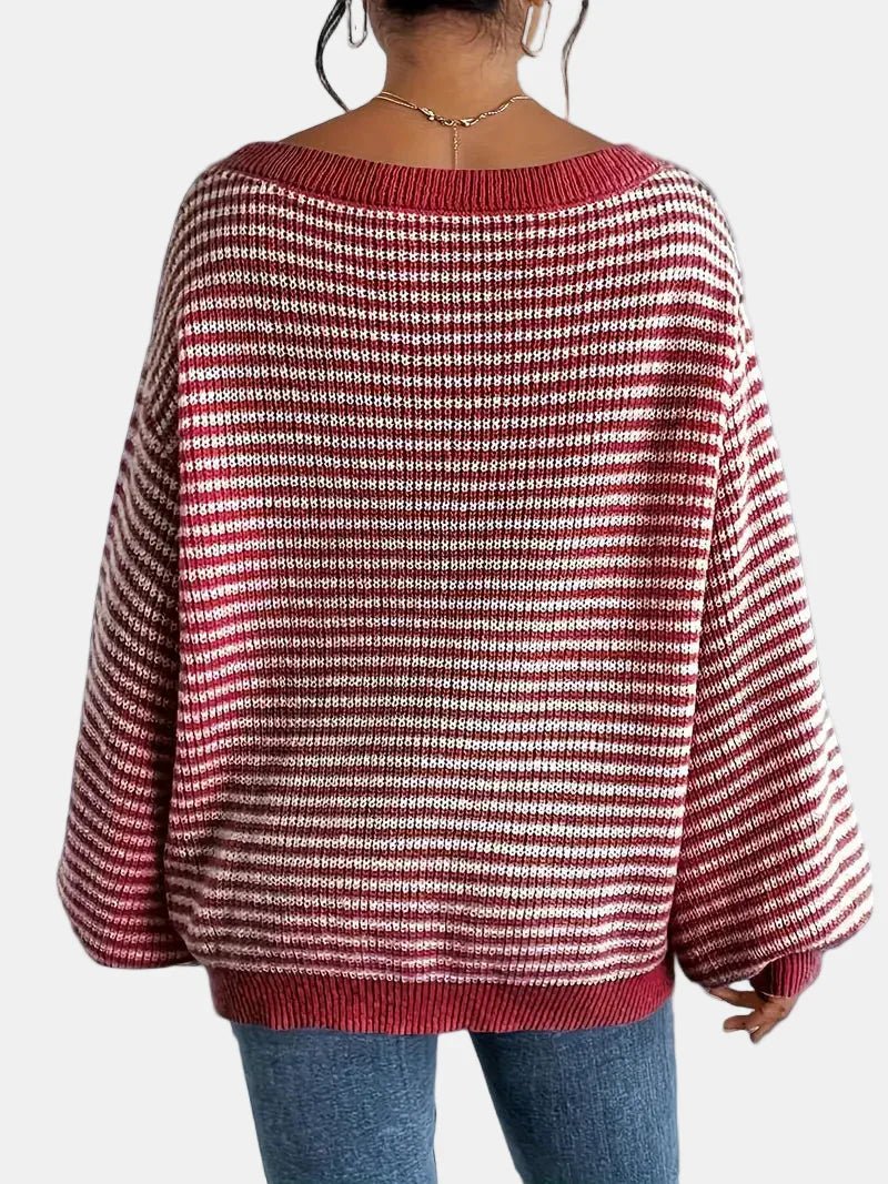 Gestreepte Dames Boothals Knit Trui