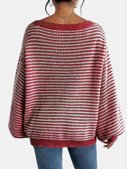 Gestreepte Dames Boothals Knit Trui