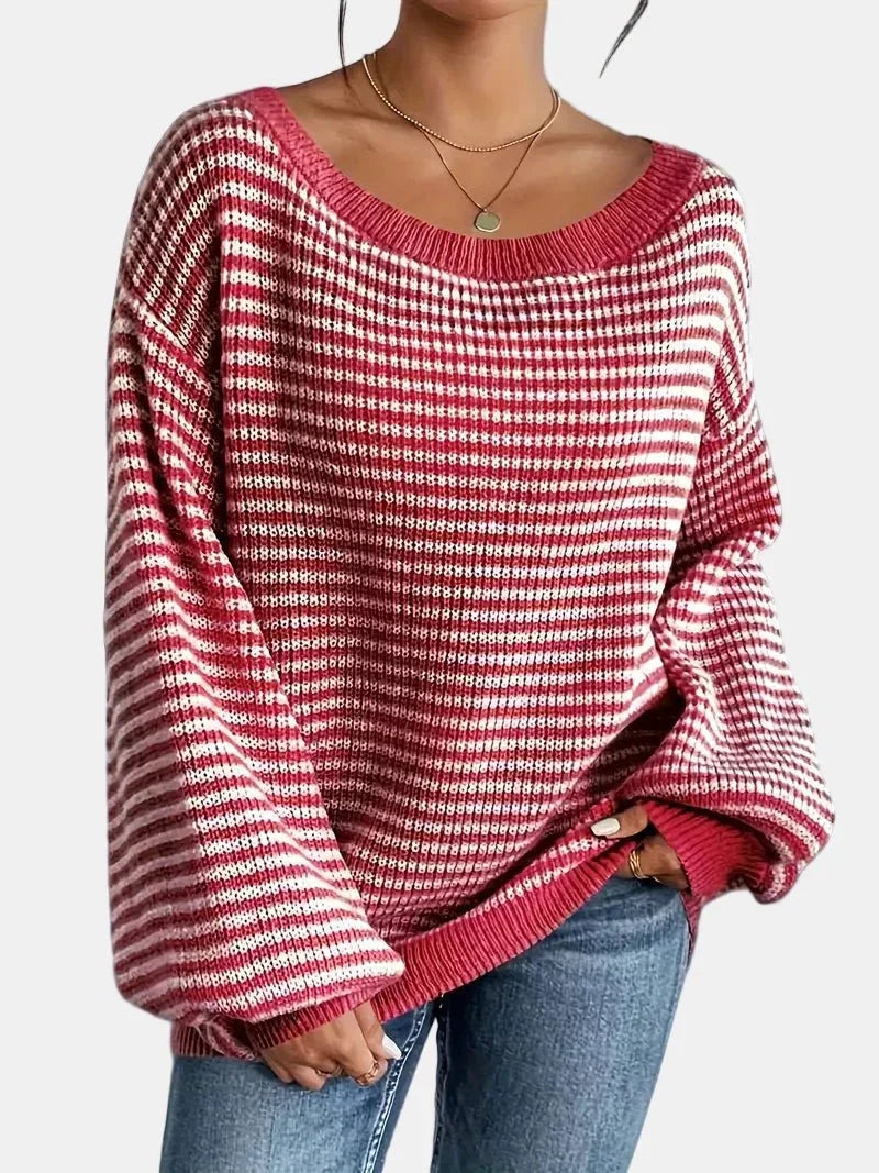 Gestreepte Dames Boothals Knit Trui