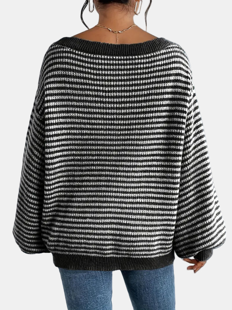 Gestreepte Dames Boothals Knit Trui